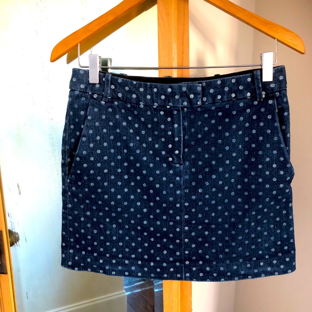JCrew polka dot denim miniskirt